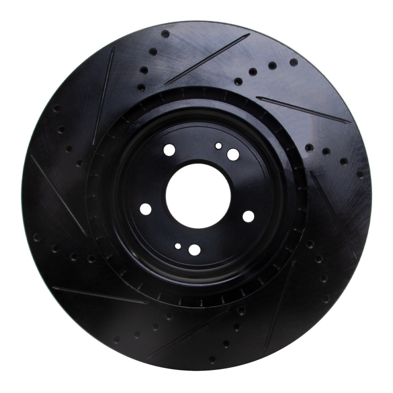 Mitsubishi Lancer Brake Rotor (1) - Front Right - R1 Concepts - Drilled & Slotted - Black - `08-`15